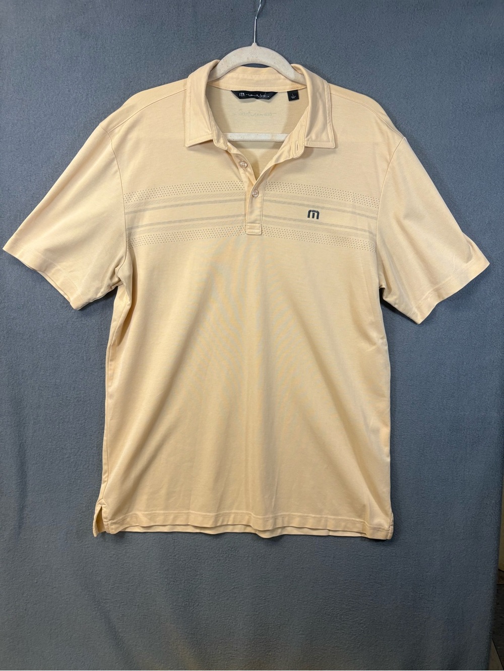 Travis Mathew Polo Shirt Men Large Yellow Casual Short Sleeve Golf Outdoors